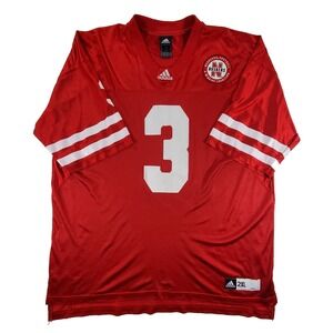 Adidas Nebraska Huskers #3 Football Jersey Red 2XL NCAA Mesh